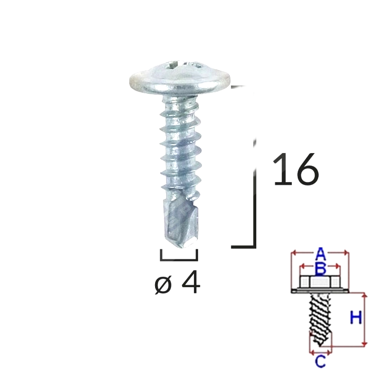 ROMIX 155 668 C60159  -  SCREW SAMOWIERCACY CYNK 4.2X16 100 db